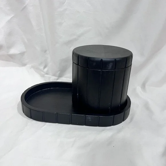 Haven 2 Piece Black Storage Jar and Vanity Tray For your Bathroom / Makeup Table