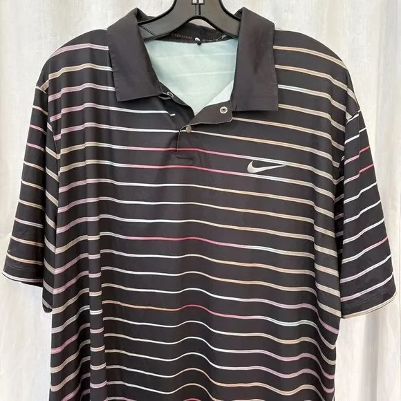 EUC Nike Dri Fit Tiger Woods golf polo shirt‎ Mens XL short sleeve multi colour