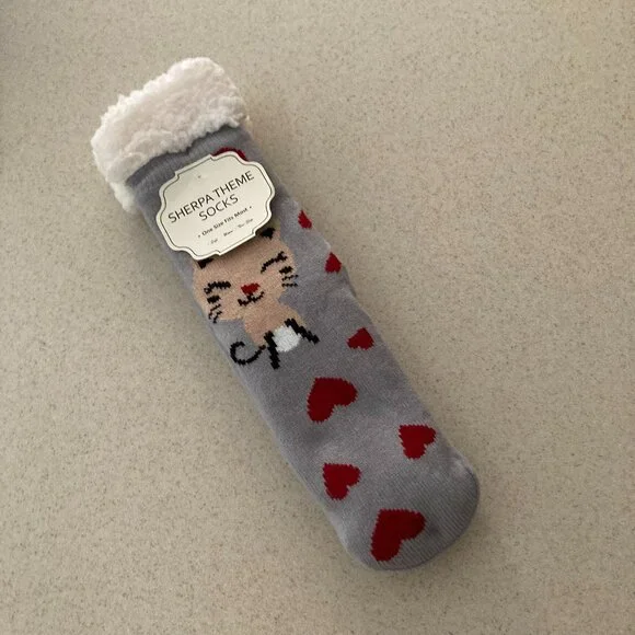 Cat Lady Socks - Sherpa Lined Adult Socks NWT