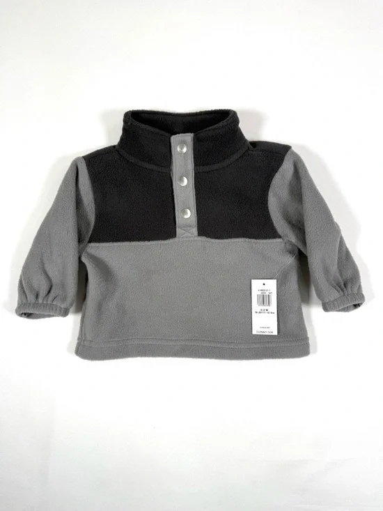 NWT OLD NAVY Baby Fleece Pullover Gray Black Snap Neck Jacket 0-3M Outdoors NEW