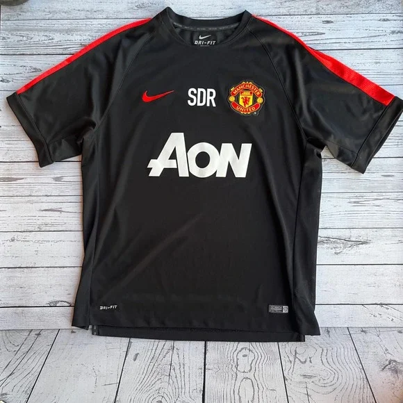 Nike Manchester United Aon Dri-FIT Training Soccer Jersey Black Red XL Blokecore