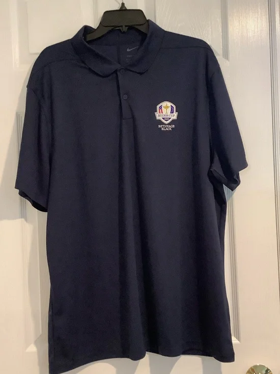 NWOT NIKE Navy Blue Dri-Fit 2025 Ryder Cup Bethpage Black Polo Golf Shirt XL