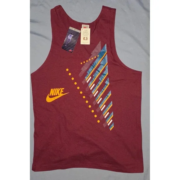 Vintage 90s NIKE tank top L muscle gym beach swoosh Deadstock With Tags Rare