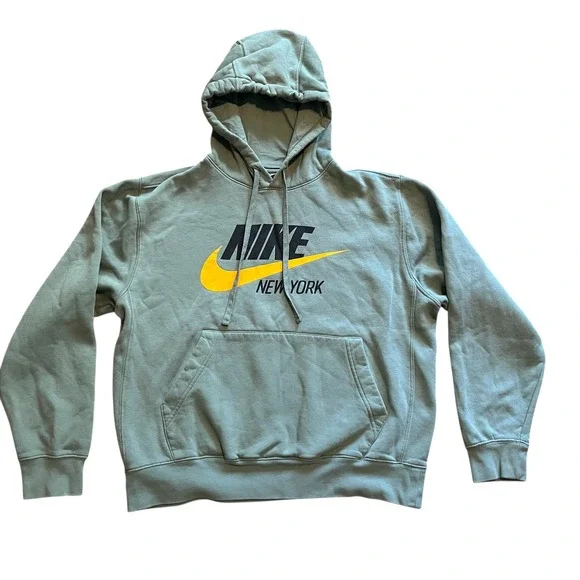 Nike New York Graphic Hoodie Mens Small Sage Green Fleece Pullover