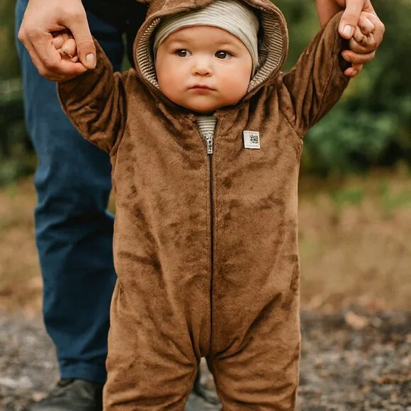 Carters Baby Bunting Outwear‎ Hooded Footed Zip Up Brown Moose Reindeer 6M Plush