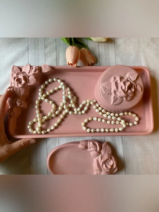 Vintage Pink Feminine Floral Bathroom Set AMAZING!