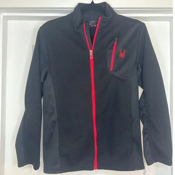 Spyder‎ Boys Full Zip Technical Fleece Jacket Black Large 14/16 Gorpcore Outdoor