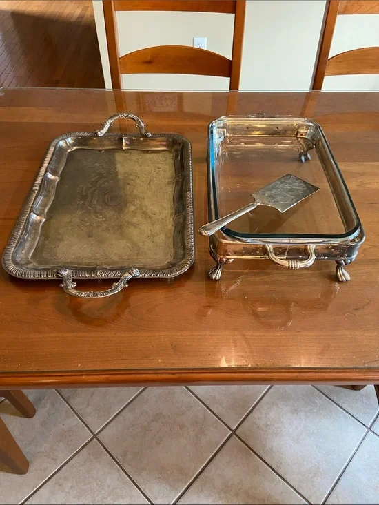 Godinger Silverplate Lot  Serving Tray & Lasagna Server with Spatula.