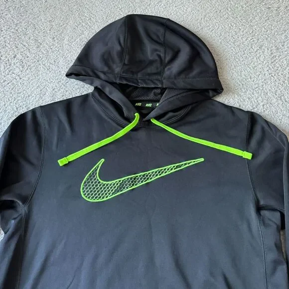 NEW Nike Sweater Mens Small Black Hoodie Sweatshirt Therma-Fit‎ Center Swoosh