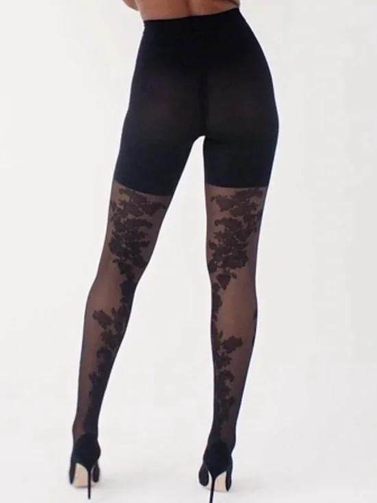 NWT - SPANX - Tight-End Tights®, Floral - Very Black - Size: B