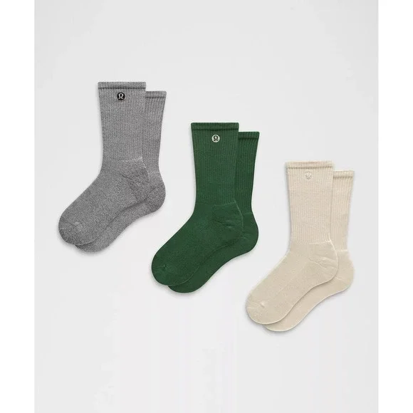 Lululemon-Unisex Daily Essential Crew Socks 3 Pack-Size Medium