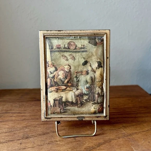 Vintage Petit Point Cigarette Vanity Case Tapestry Tavern Old World Gathering