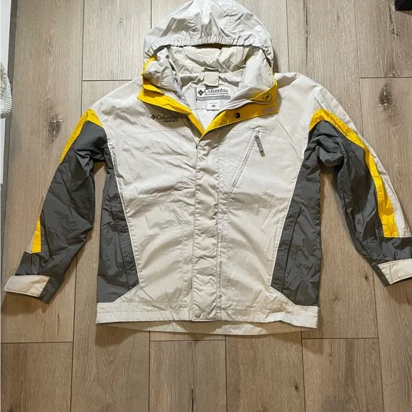 Columbia VERTEX Youth L (14/16)‎ Gray Yellow Shell Jacket Windbreaker