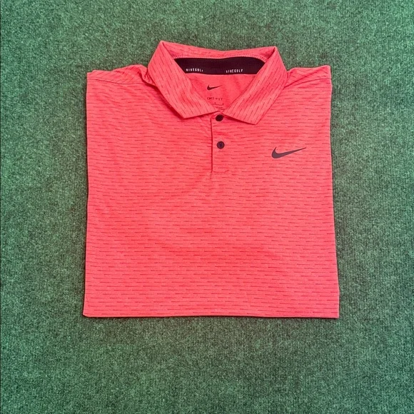 Nike Dri-Fit Golf Patterned Polo (Light Red/ Size Large)