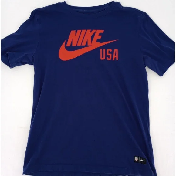 Nike T-Shirt Mens Medium Blue USA Graphic Logo Short Sleeve Cotton Tee