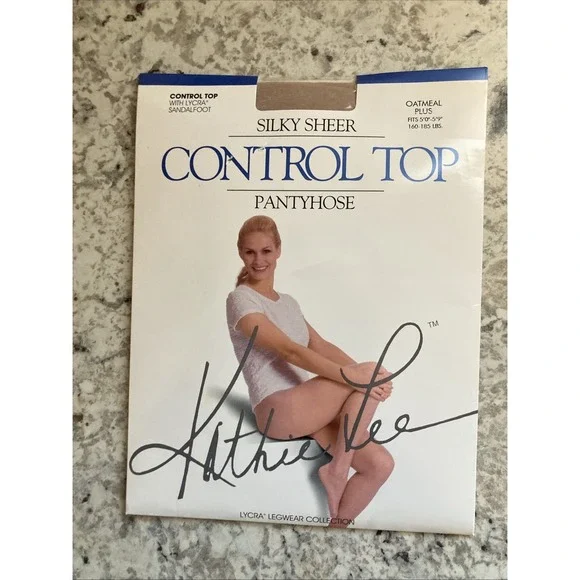 Kathie‎ Lee Silky Sheer Pantyhose Oatmeal Control Top Sandalfoot #4718 Plus
