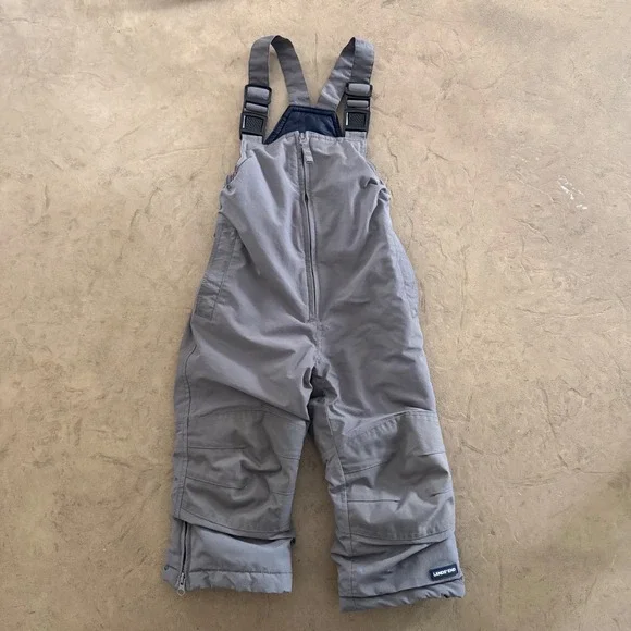 Lands End Kids Gray Iron Knee Insulated Grow-A-Longs Snow Bib Overalls 2T 512072