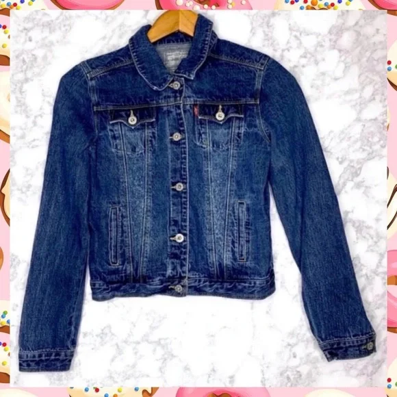 Levi’s Girls Y2K Medium Wash Classic Denim Trucker Jacket Size 16 Button Up