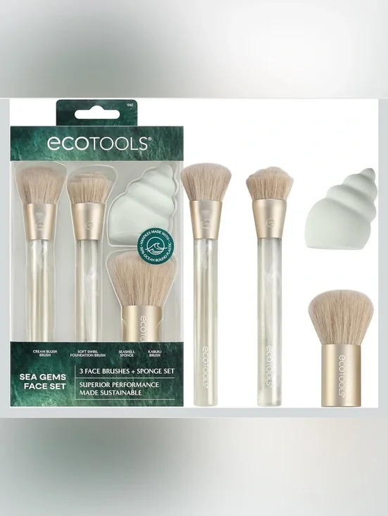EcoTools Sea Gems Face Makeup Brush & Sponge 4 Piece Set