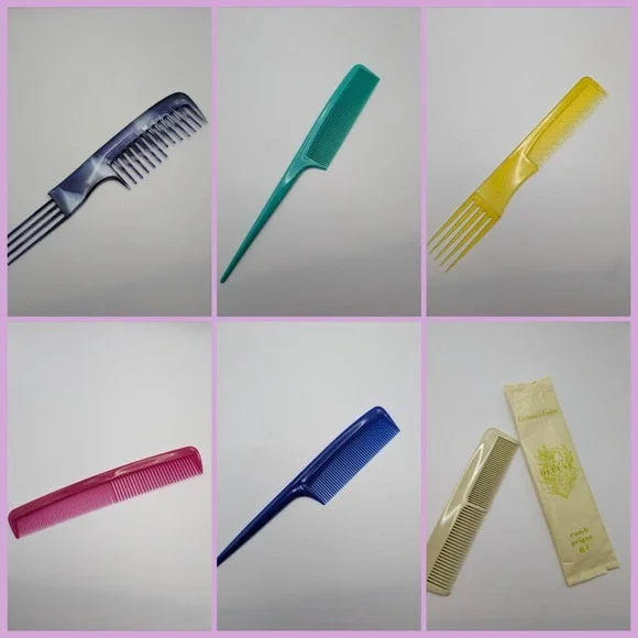 Vtg 90s USA‎ Hair Comb Lot Glitter Hair Tool Pink Retro Y2K Revlon