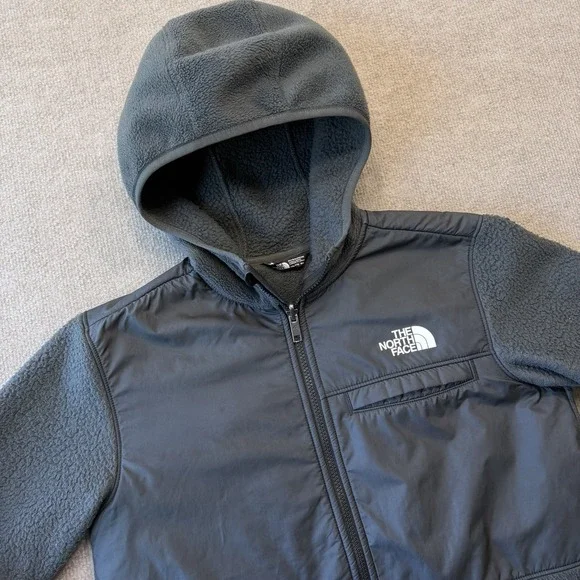 The North Face Jacket Boys XXL (18-20) Black Hooded Fleece Full Zip Coat
