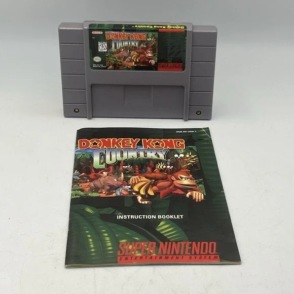 Donkey Kong Country (SNES) Cartridge & Manual TESTED/AUTHENTIC