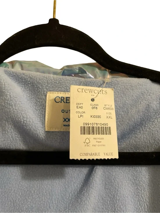 J.CREW CREWCUTS Kids Iridescent Puffer Jacket Shimmer Silver NEW Size XXL