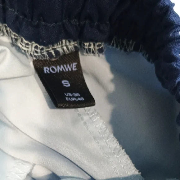 ROMWE Light Blue Swim Shorts with Navy Waistband