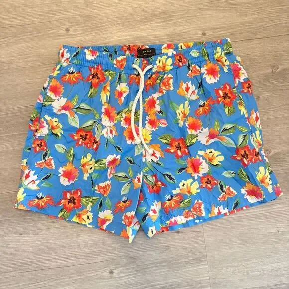 Zara Floral Swim Trunks Size L