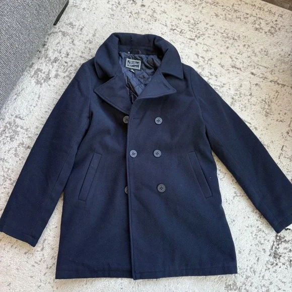 Rothschild Kids Double Breasted Faux Wool‎ Pea Coat Dark Navy Blue size XL 16