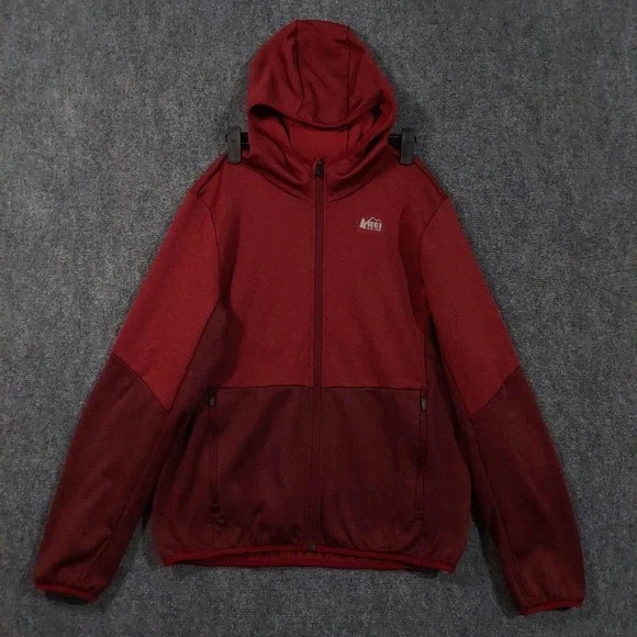REI Co-op Jacket Youth XLarge 18 Red Hooded‎ Fleece Full Zip Polyester Outdoor
