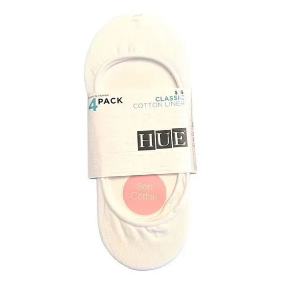 Hue Classic Cotton Liner, No‎ Show, 4 Pack, One Size, NWT