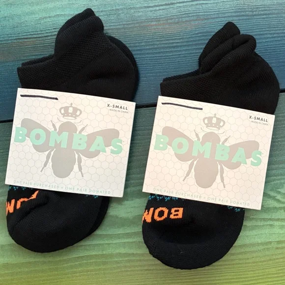 Bombas Black and Orange Sport Ankle Socks