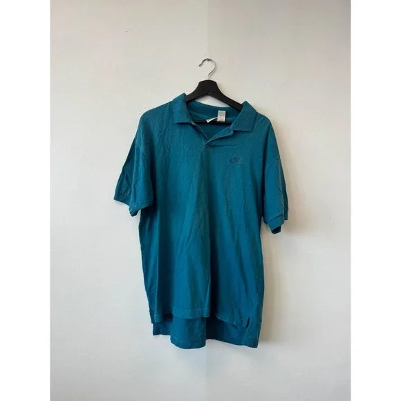 Vintage Nike Polo Shirt Mens Large Teal Embroidered Swoosh Cotton‎ Casual 90s