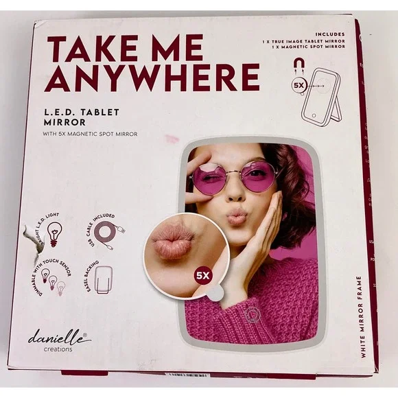 LED‎ Tablet Mirror Take Me Anywhere 5X Magnetic Spot Mirror On-The-Go Glam
