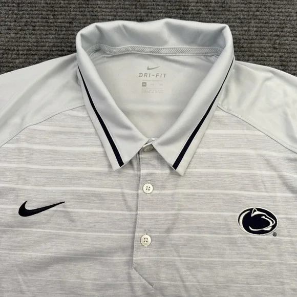 Nike Dri Fit Penn State PSU Nittany Lions Polo Shirt Men's 3XL Gray Striped Logo