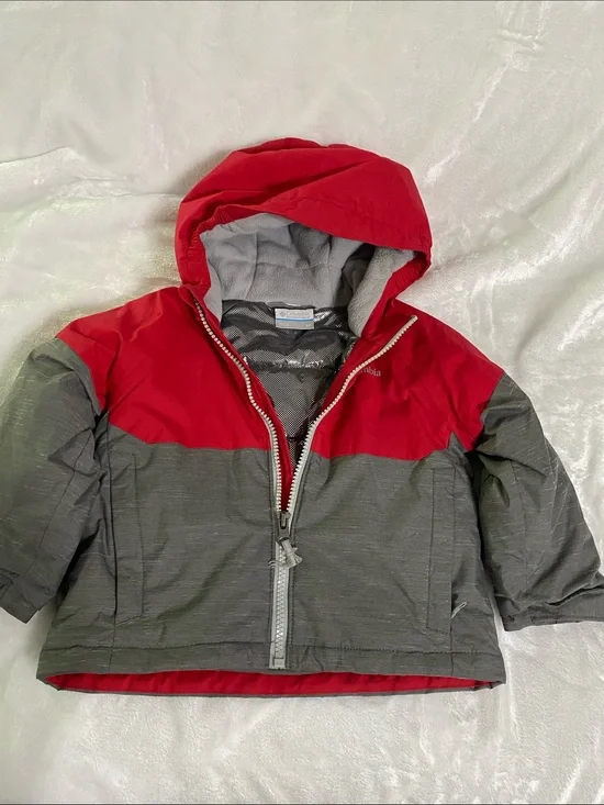 Columbia Red and Gray Kids Hooded Jacket