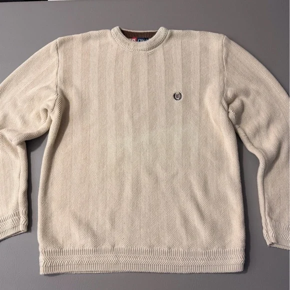 Chaps Men's Ivory Crewneck Sweater‎ Size L