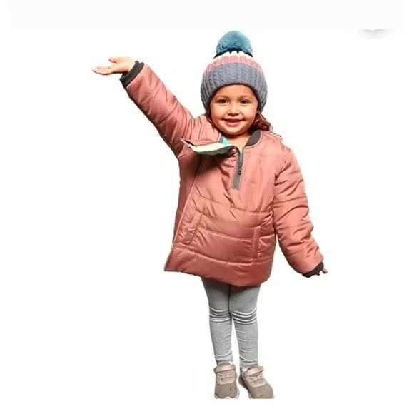 Buckle Me Baby Coats‎ Kids Blush Quilted Half Zip Hooded Puffer Jacket Size 5