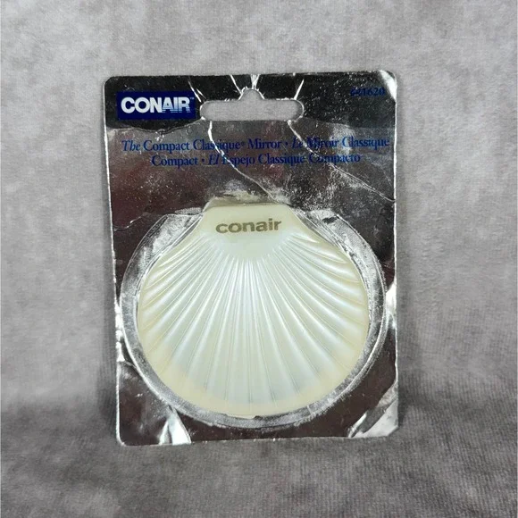 Vtg Y2K Conair Seashell Pocket Compact Mirror 2X Magnification Coastal 2004 NIP
