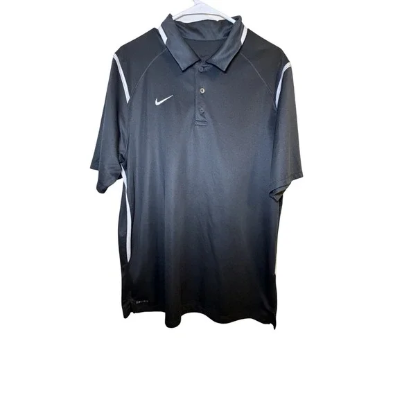 Nike Men's Gray Dri-Fit Athletic Golf Polo Shirt - Size Large L Polyester‎