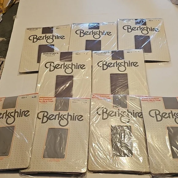 9 New in package!!!! Vintage 1980s Berkshire Grey Lead Pantyhose Nylons Sz 3