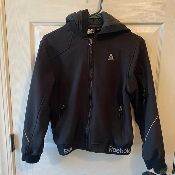 Reebok Black and Gray Hooded Jacket Youth Size 14-16‎