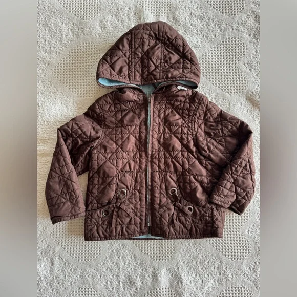 Rothschild Brown Quilted Fleece Lined 18 Months Bow Detailed Jacket