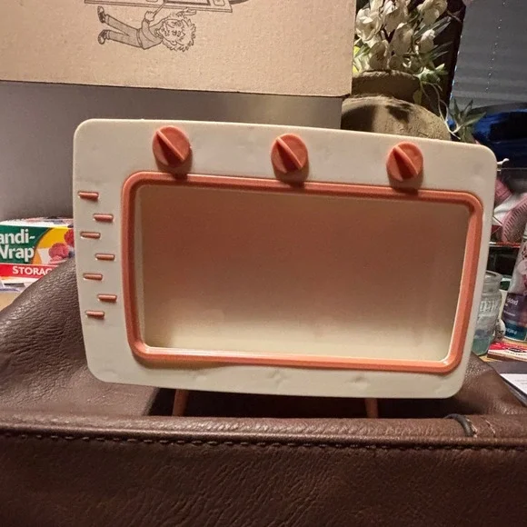 Retro TV Trinket Dish Vanity Tray 1950s Style Ceramic Display Decor