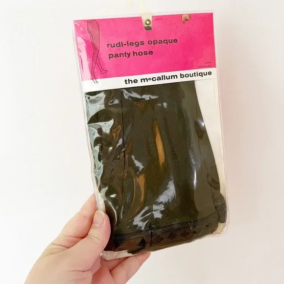 1960s Vintage Olive Green Opaque Tights Pantyhose‎
