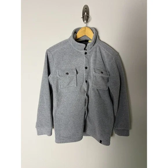 Quiksilver‎ Jacket Youth Boys M Black Gray Fleece Bomber Snap Stretch