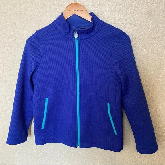 Spyder Endure Stryker Fleece knit‎ full zip jacket blue teal Large 14/16