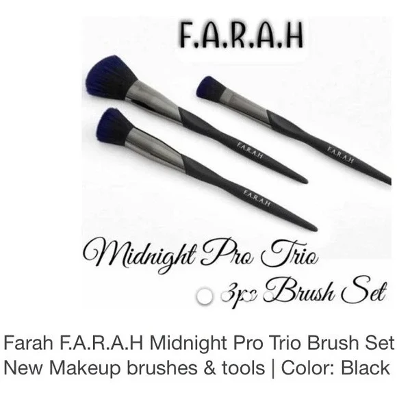 FARAH F.A.R.A.H. Midnight Collection Pro‎ Trio Brush Set 100% Vegan NEW