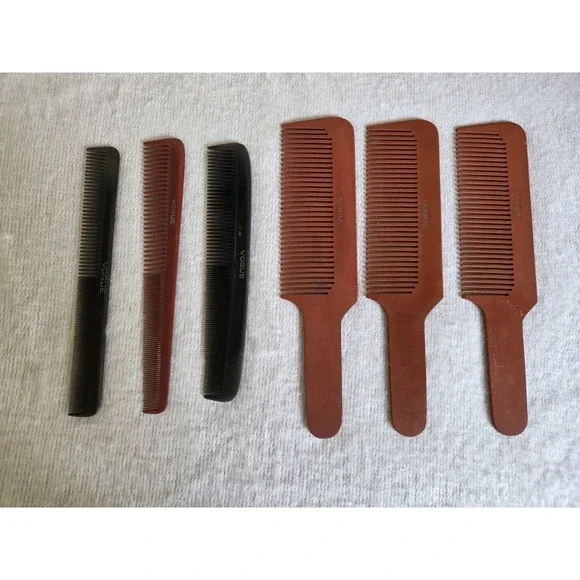 Vintage VOGUE Hard Rubber Combs – Lot of 6 – Barber / Salon – MCM Colors